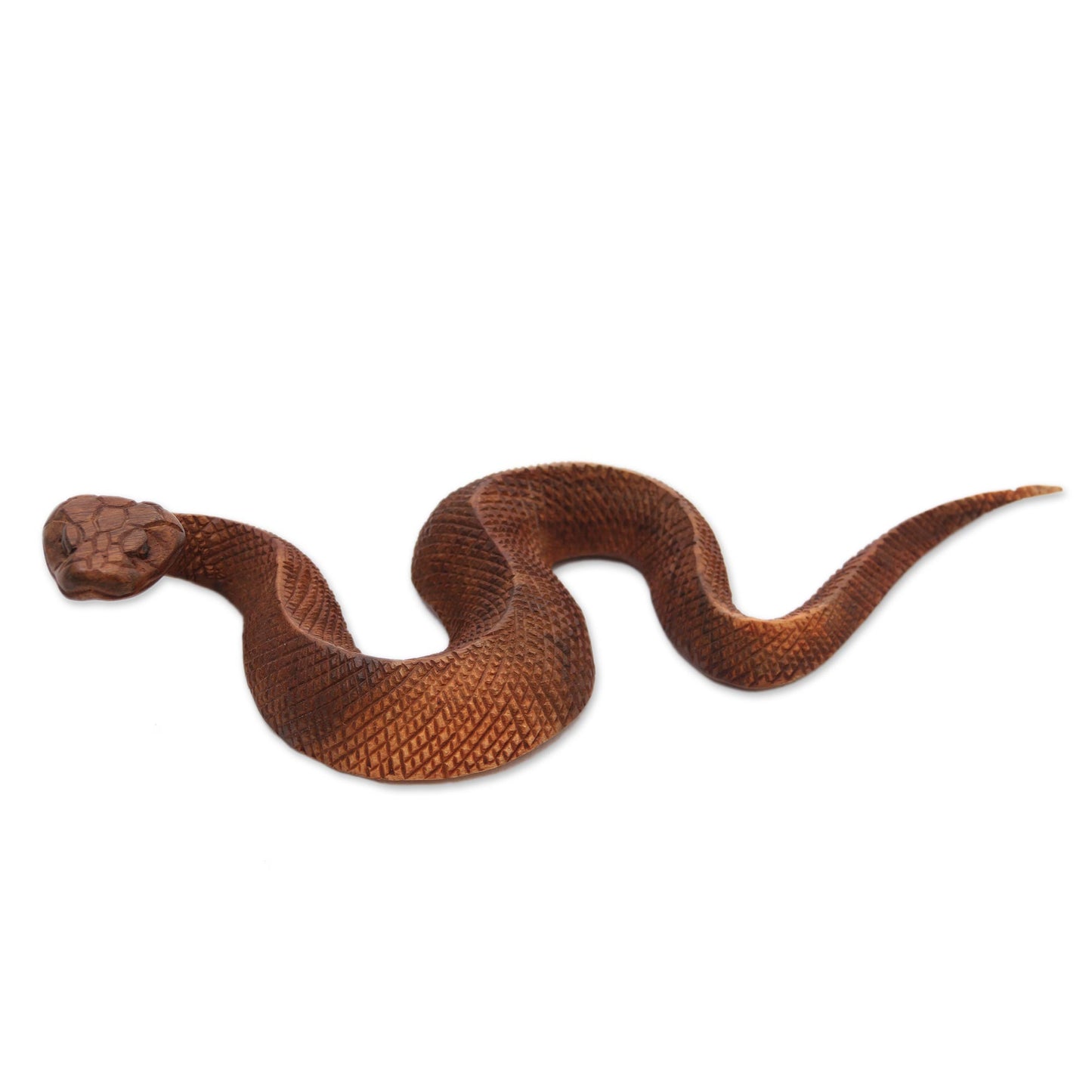 Slithering Snake Hand-Carved Suar Wood Snake Sculpture from Bali