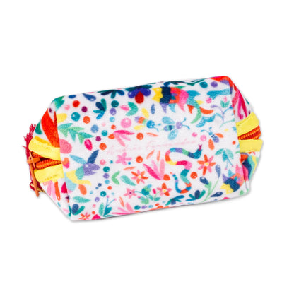 Otomi-Inspired Printed White Cosmetic Bag