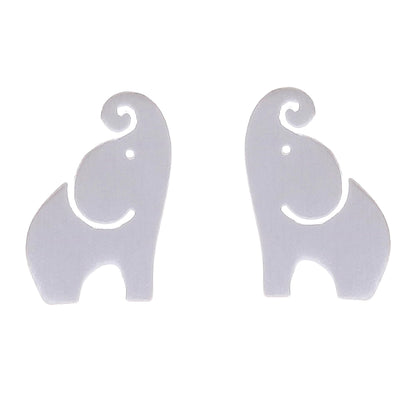 Singing Elephants Brushed-Satin Sterling Silver Elephant Stud Earrings