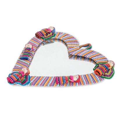 Quitapenas Heart Heart-Shaped Cotton Wall Mirror with Worry Dolls