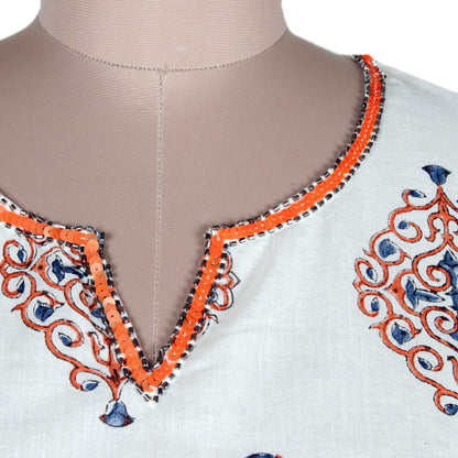 Mughal Glory Block-Printed Cotton Tunic from India