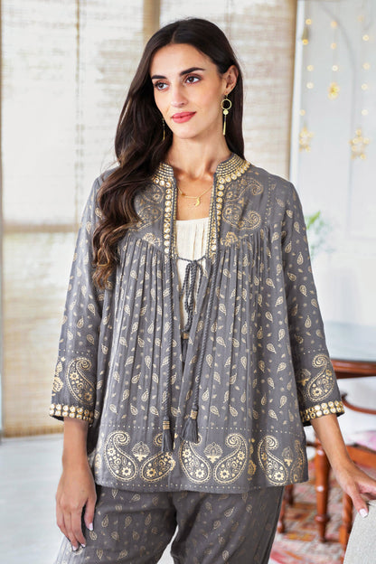 Paisley Elegance Paisley Motif Block-Printed Cotton Jacket from India