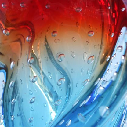 Blue and Red Twist Blue and Red Handblown Art Glass Vase from Brazil