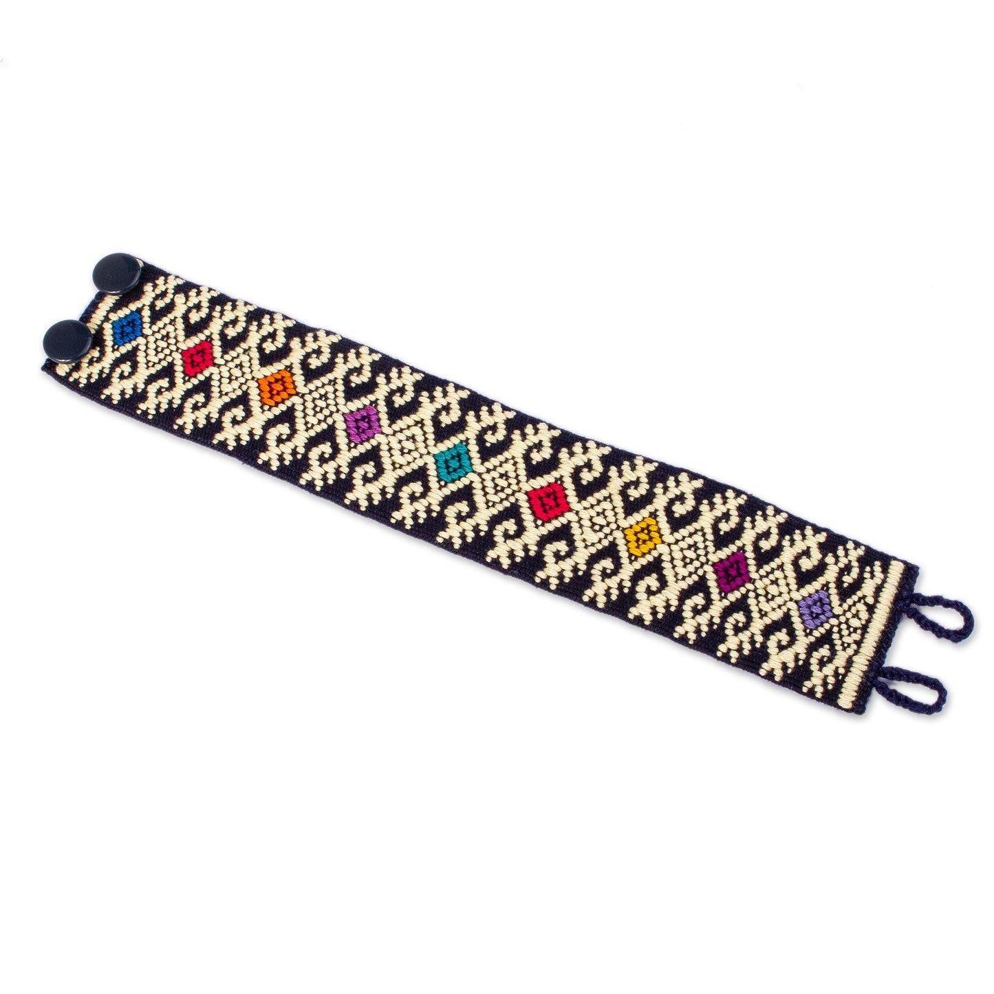 Geometric Days Ochre Geometric Cotton Wristband Bracelet from Mexico