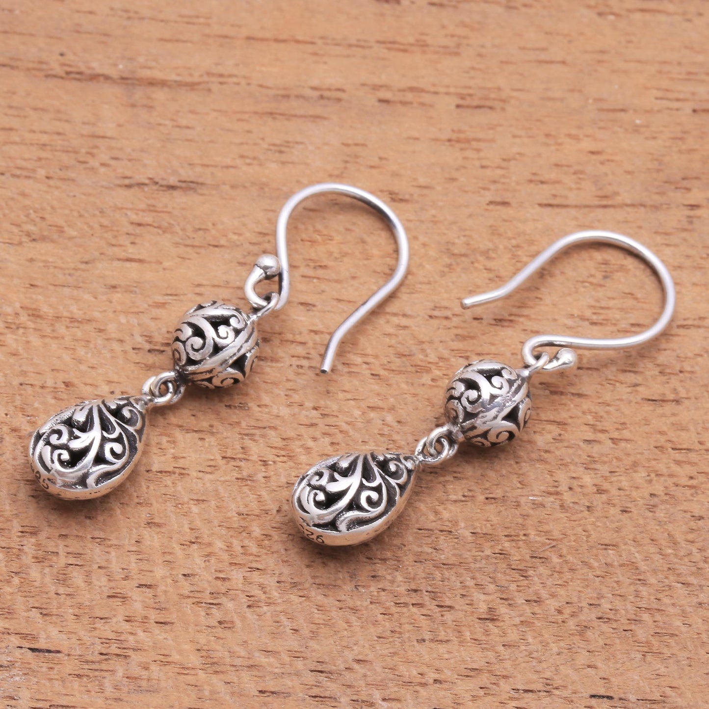 Traditional Dew Dewdrop Sterling Silver Dangle Earrings from Bali