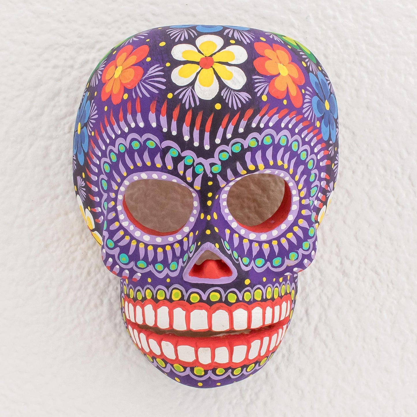 Life Eternal Floral Skull Wood Wall Mask from Guatemala