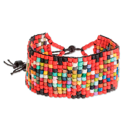 Delightful Illusion Handmade Ceramic Beaded Wristband Bracelet from Guatemala