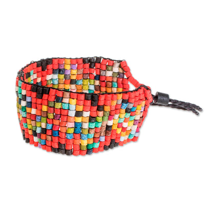 Delightful Illusion Handmade Ceramic Beaded Wristband Bracelet from Guatemala