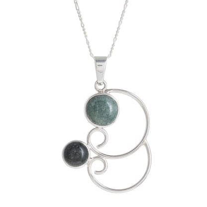 Maya Treasures Swirl Pattern Jade Pendant Necklace from Guatemala