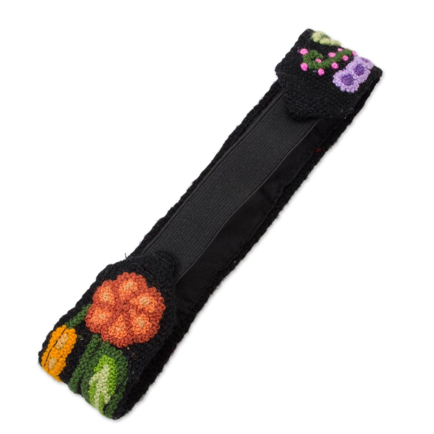 Distinct Bouquet Colorful Floral Embroidered Wool Headband from Peru