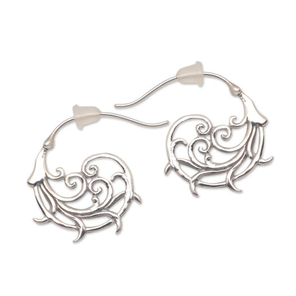 Jolly Curls Curling Openwork Sterling Silver Half-Hoop Earrings