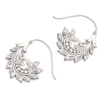 Summer Pods Pod Motif Sterling Silver Half-Hoop Earrings from Bali