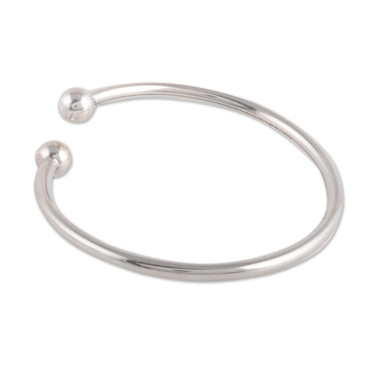 Elegant Charm Simple Sterling Silver Cuff Bracelet from India