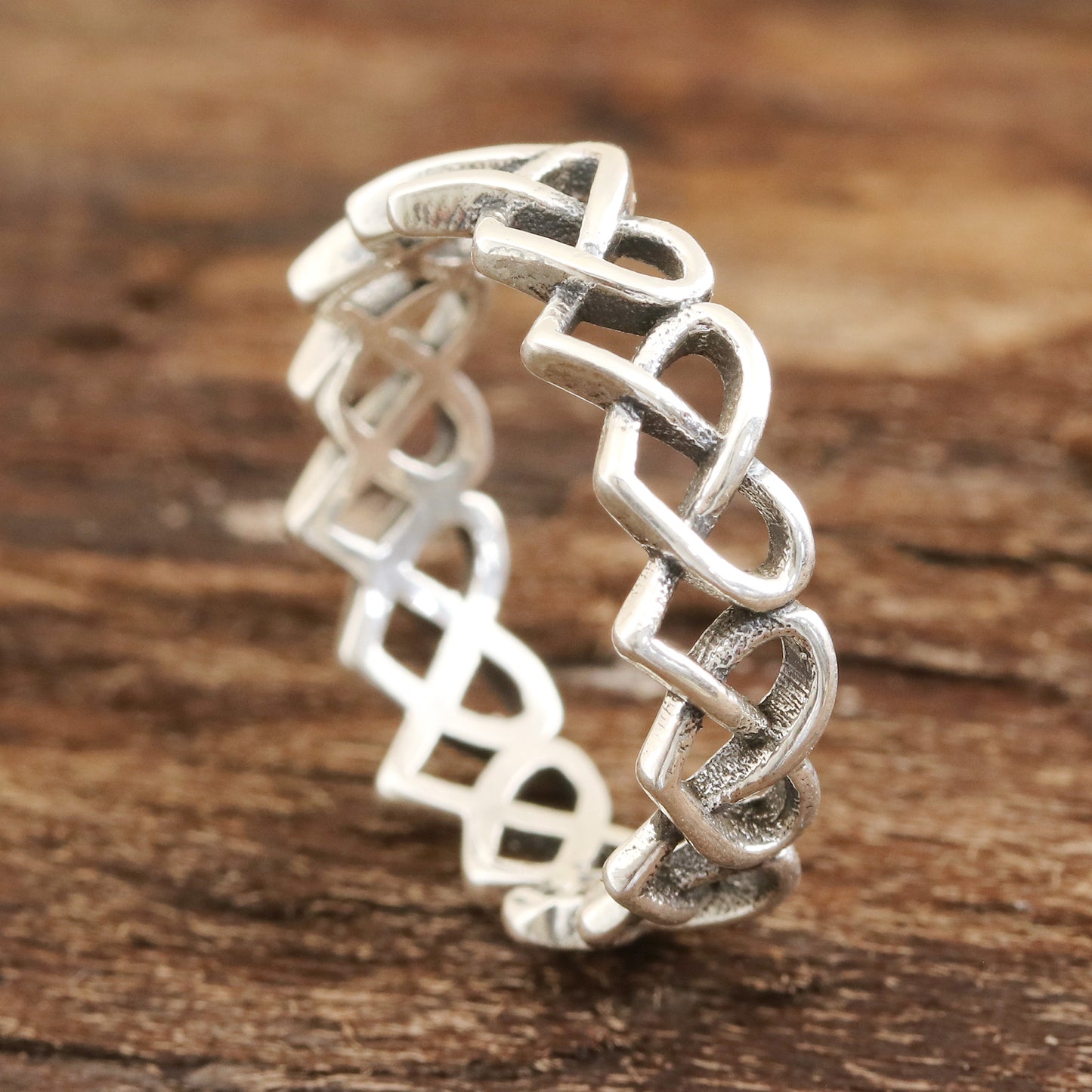 Celtic Hearts Celtic Heart Sterling Silver Band Ring from India