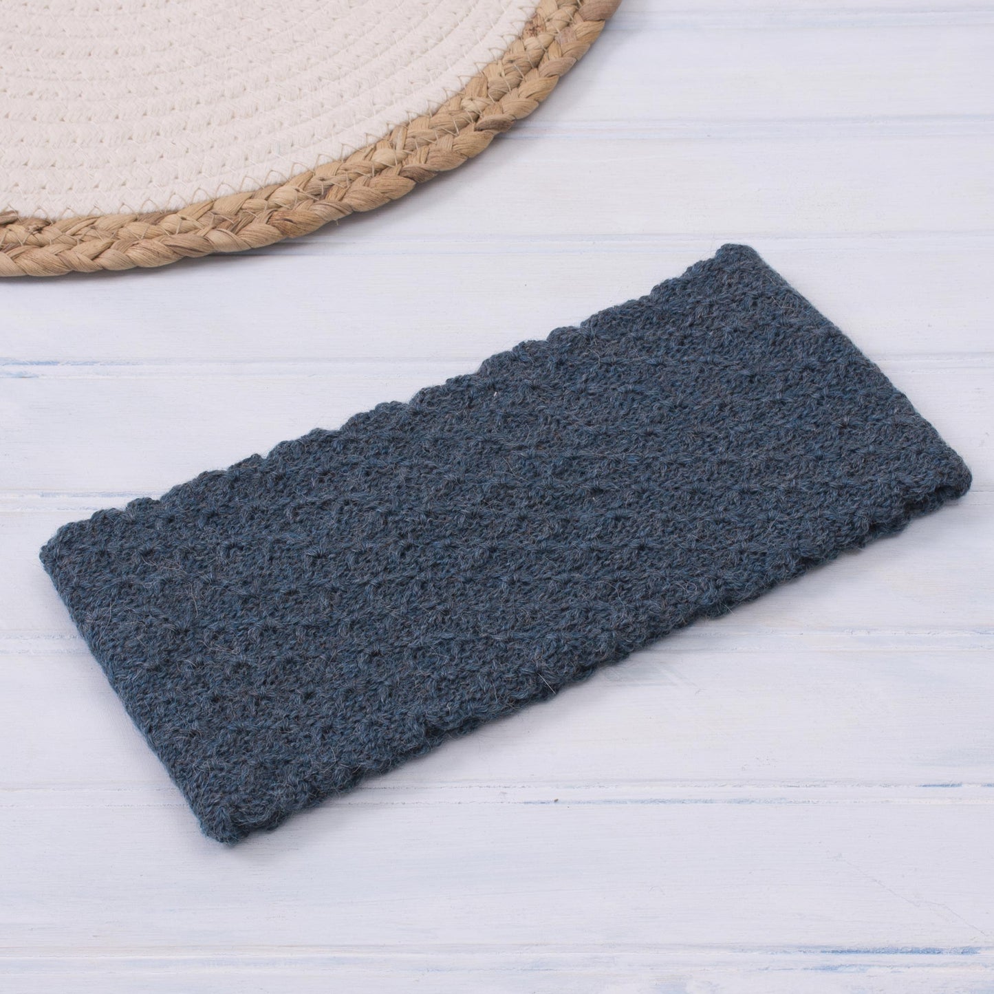 Passionate Waves in Teal Wave Pattern 100% Baby Alpaca Headband in Teal from Peru