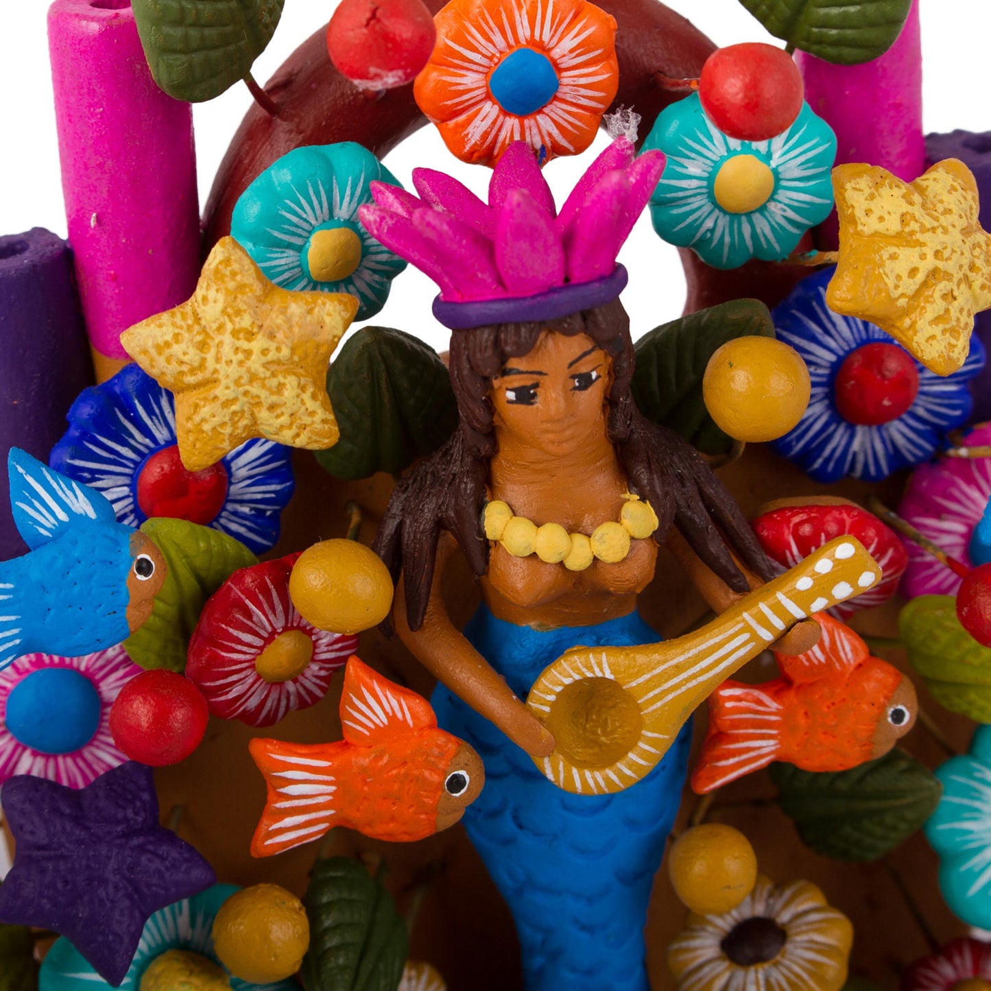 Mermaid's Home Hand-Painted Mermaid-Themed Ceramic Sculpture from Mexico