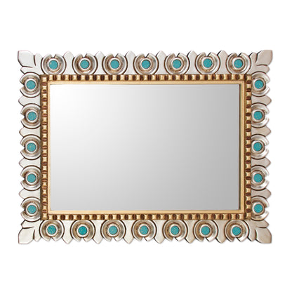 Colonial Fleur de Lis Gilded Wood Wall Mirror from Peru