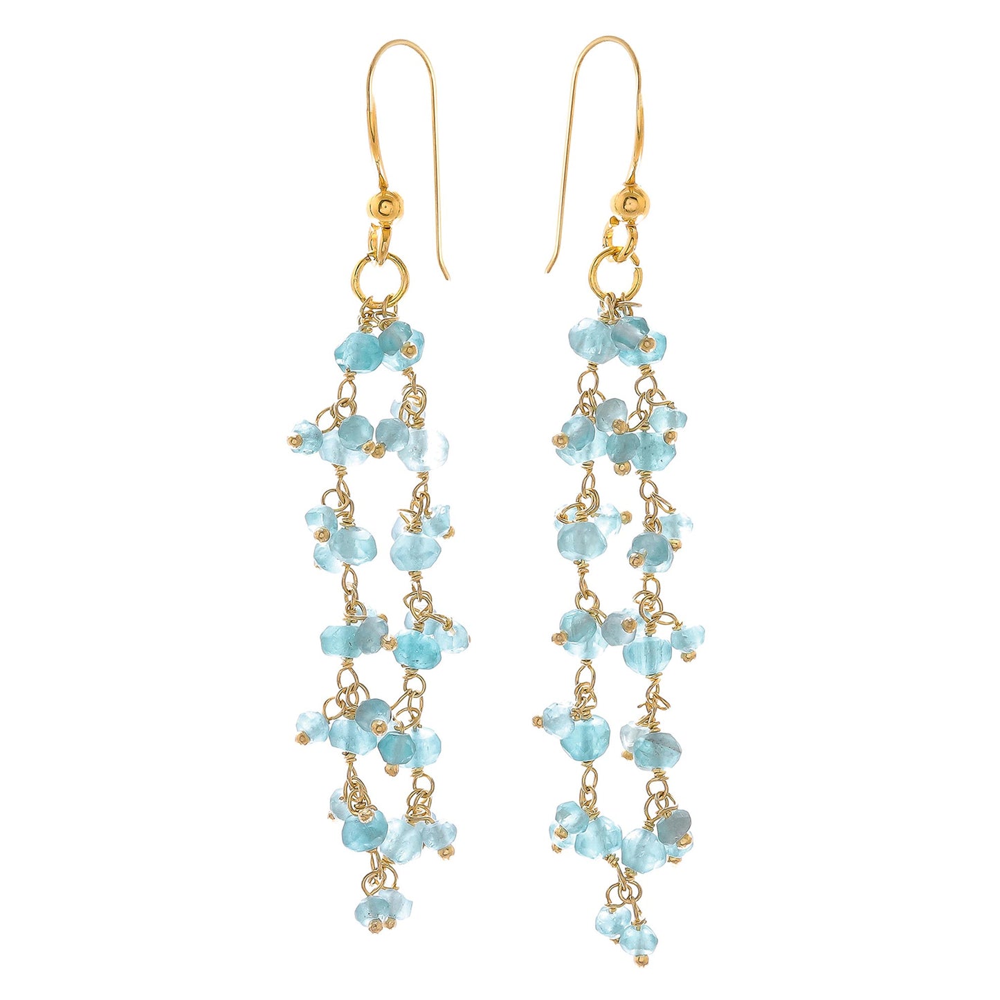 Arctic Dream Gold-Plated Apatite Waterfall Earrings from Thailand