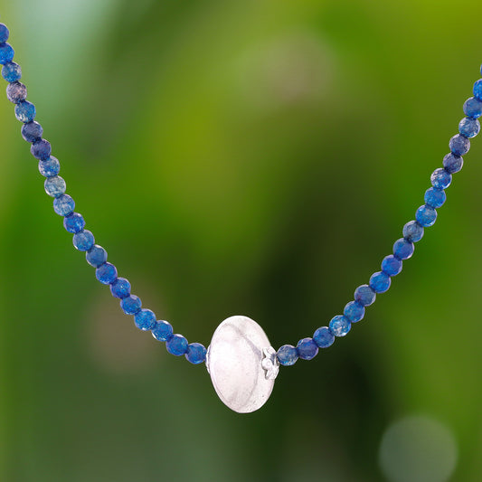 Karen Cosmos Aventurine and Karen Silver Beaded Pendant Necklace