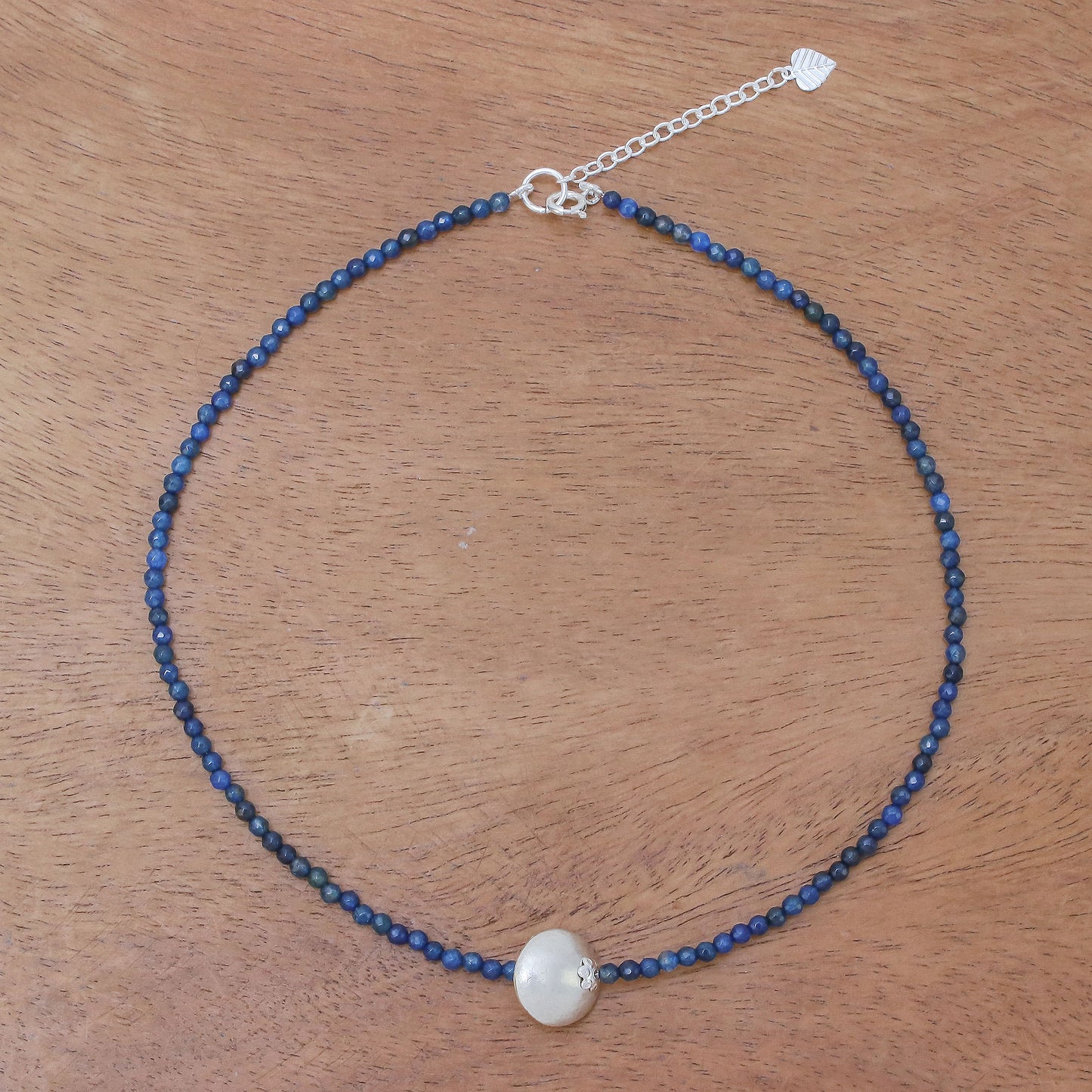 Karen Cosmos Aventurine and Karen Silver Beaded Pendant Necklace