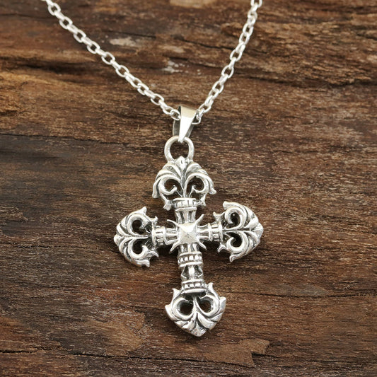 Creative Cross Sterling Silver Cross Pendant Necklace from