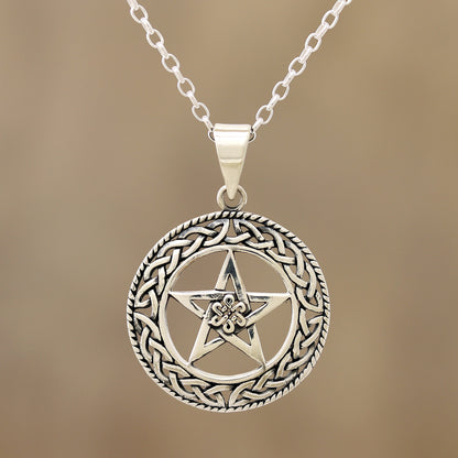 Celtic Star Celtic Motif Sterling Star Pendant Necklace from India