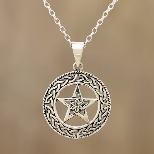 Celtic Star Celtic Motif Sterling Star Pendant Necklace from India