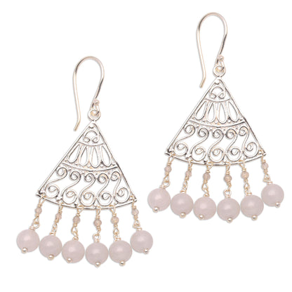 Spiral Fascination Spiral Pattern Moonstone Chandelier Earrings from Bali