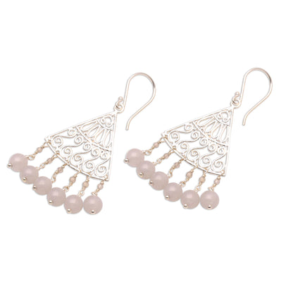 Spiral Fascination Spiral Pattern Moonstone Chandelier Earrings from Bali