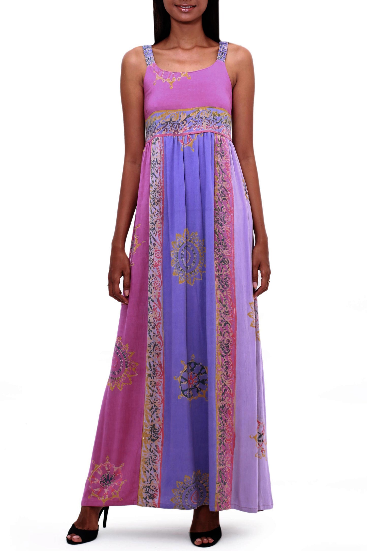 Primavera Fuchsia and Purple Batik Rayon Sundress from Bali