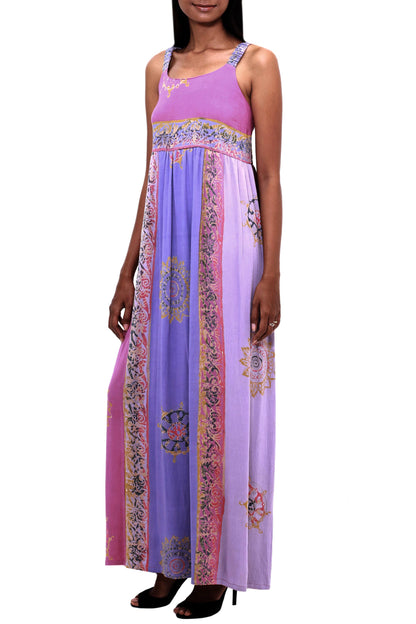 Primavera Fuchsia and Purple Batik Rayon Sundress from Bali