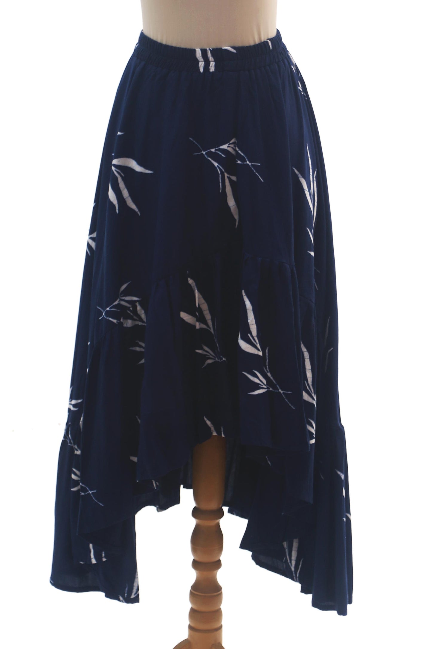 Midnight Fall Batik Rayon Skirt in Midnight and White from Bali