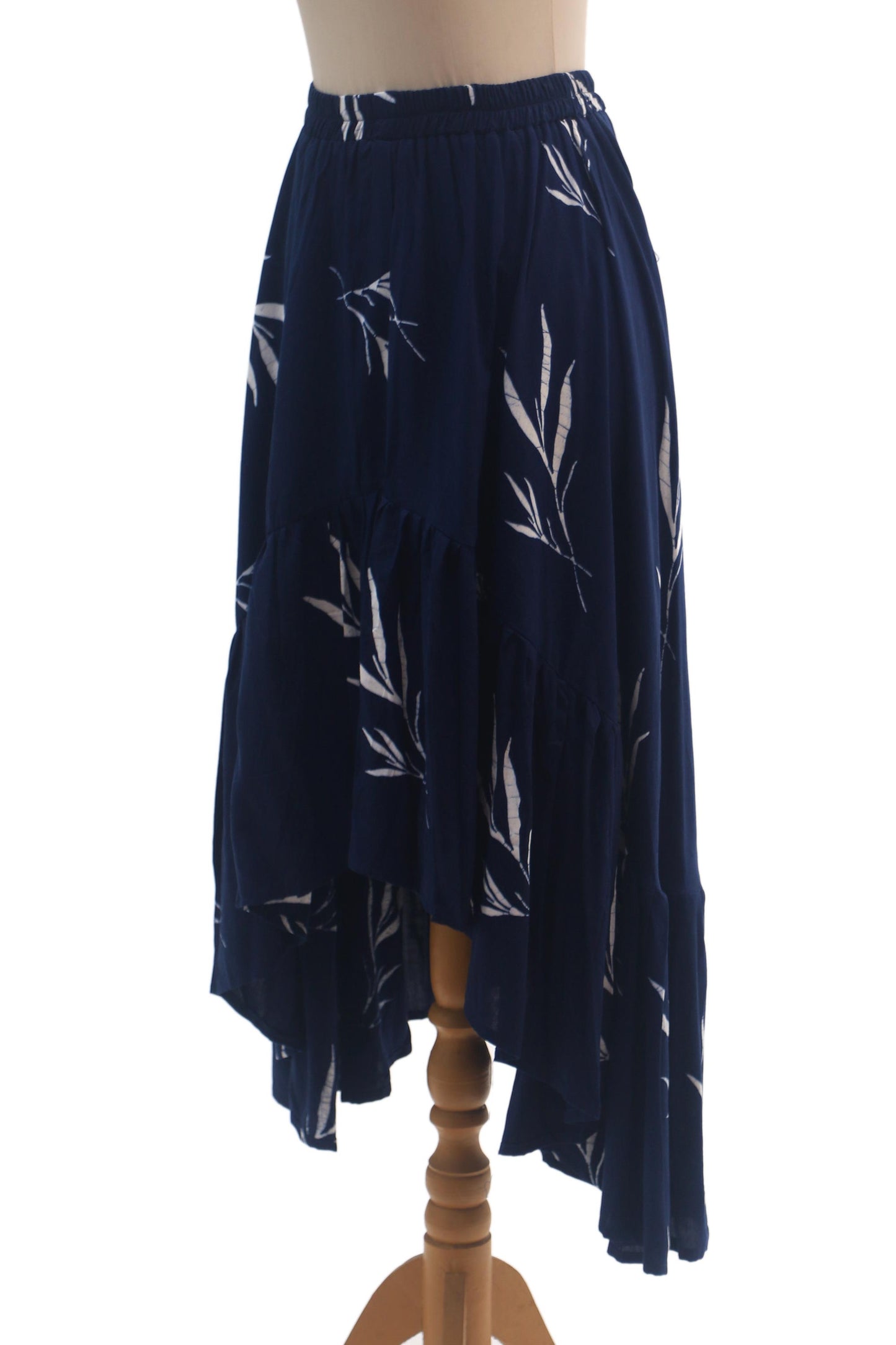 Midnight Fall Batik Rayon Skirt in Midnight and White from Bali