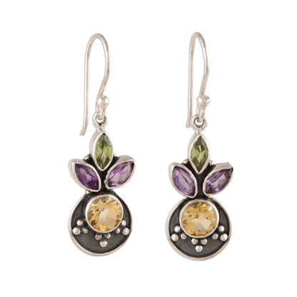 Glittering Melody 3-Carat Multi-Gemstone Dangle Earrings from India