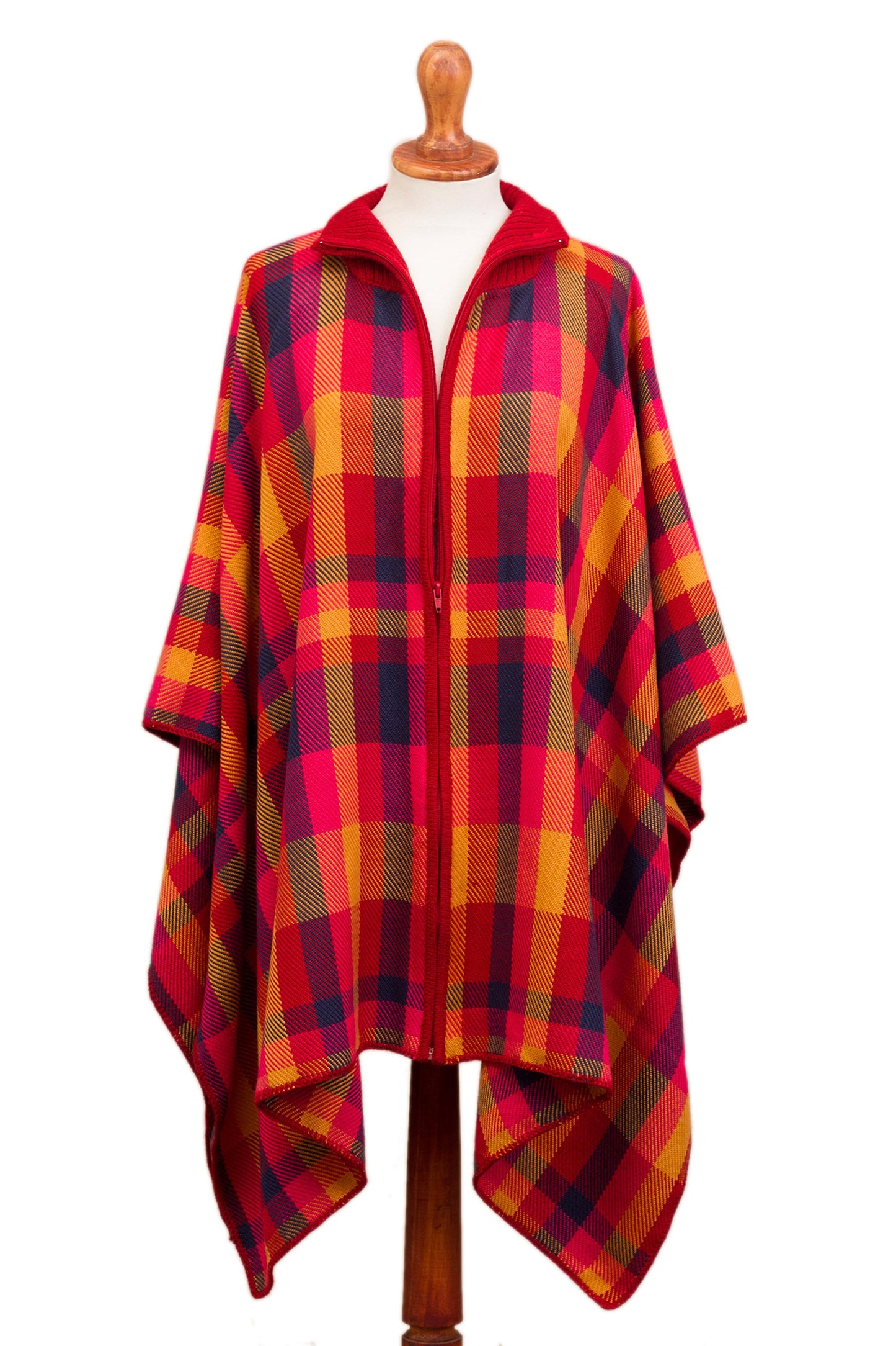 Cuzco Sunset Colorful Alpaca Blend Poncho from Peru