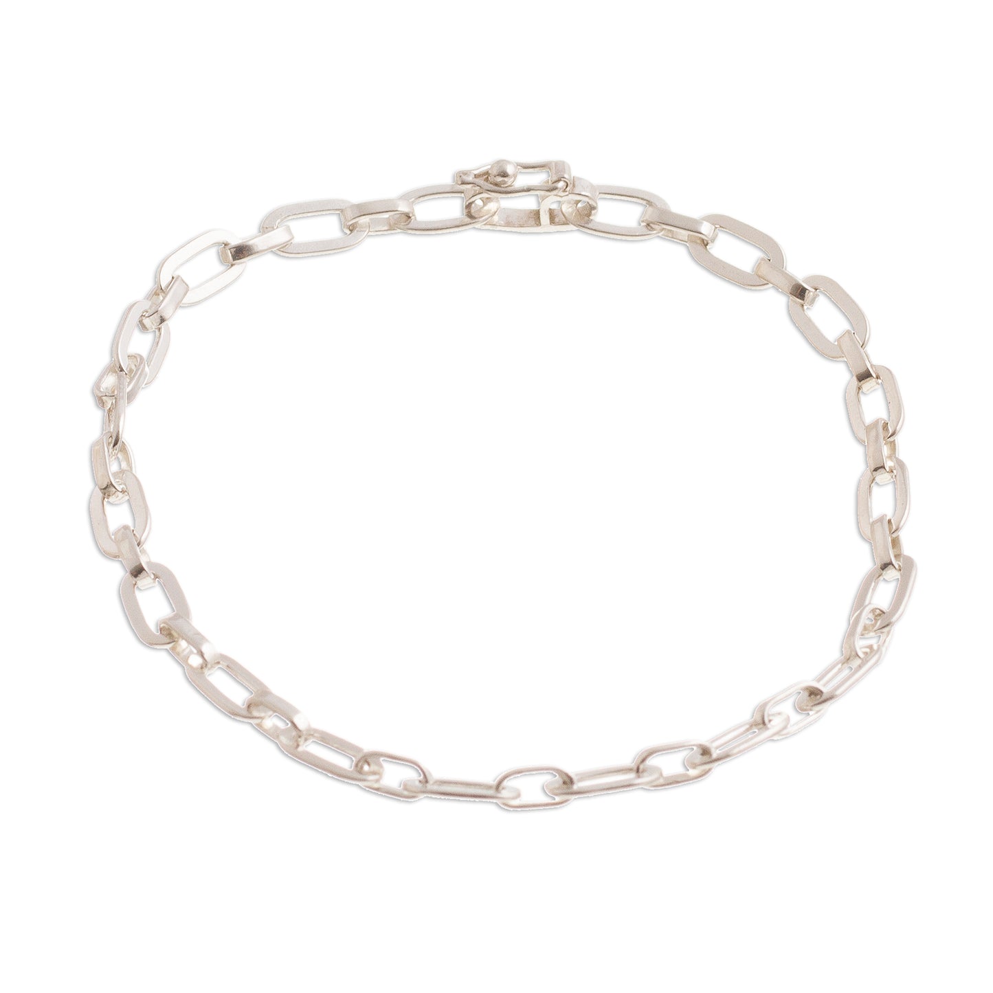 Minimalist Flair High-Polish Sterling Silver Link Bracelet from Peru