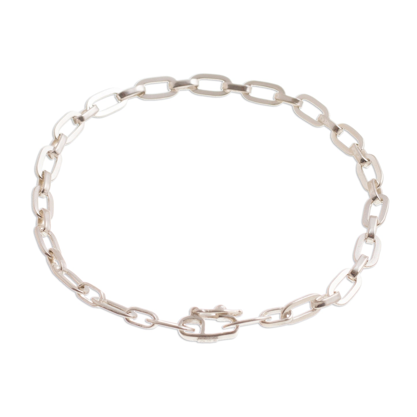 Minimalist Flair High-Polish Sterling Silver Link Bracelet from Peru