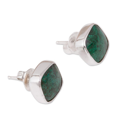 Square Bucklers Square Chrysocolla Stud Earrings from Mexico