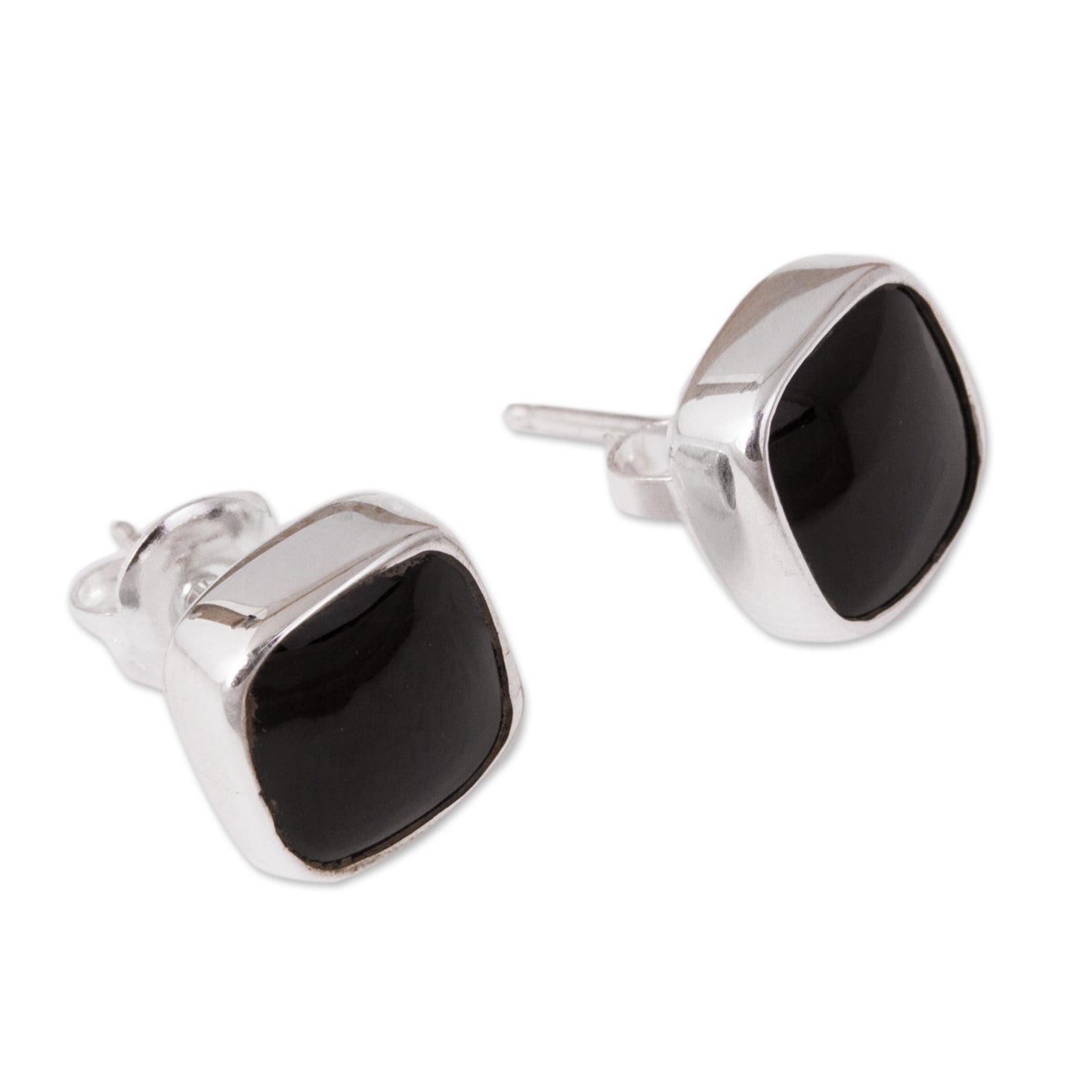 Square Bucklers Square Obsidian Stud Earrings from Mexico