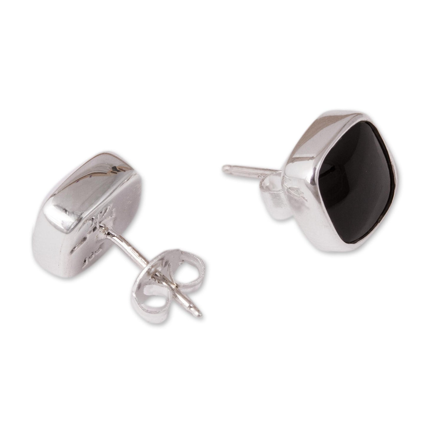 Square Bucklers Square Obsidian Stud Earrings from Mexico