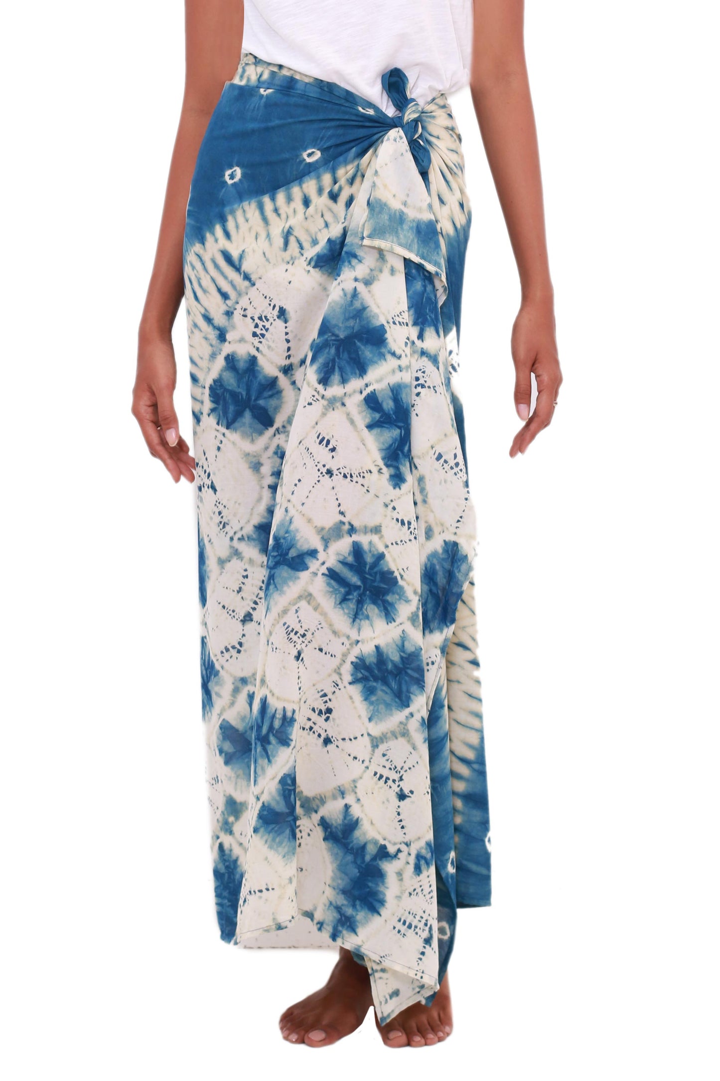 Toya Segara Bliss Wave Motif Tie-Dyed Rayon Sarong from Java