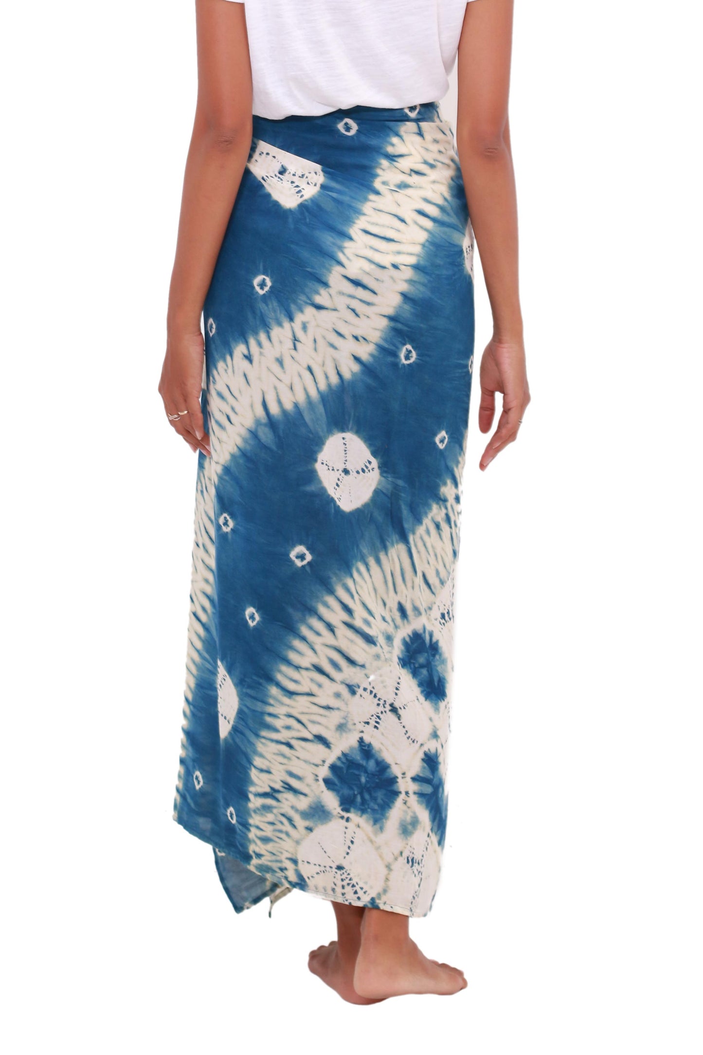 Toya Segara Bliss Wave Motif Tie-Dyed Rayon Sarong from Java