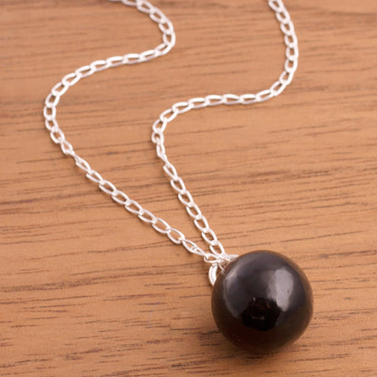 Hypnotic Orb Obsidian Orb Pendant Necklace Crafted in Peru