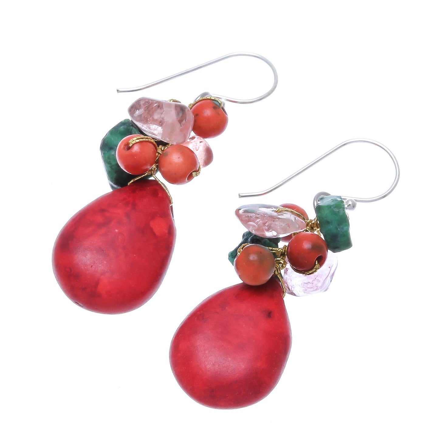 Summer Fire Multi-Gemstone Beaded Dangle Earrings Crafted in Thailand