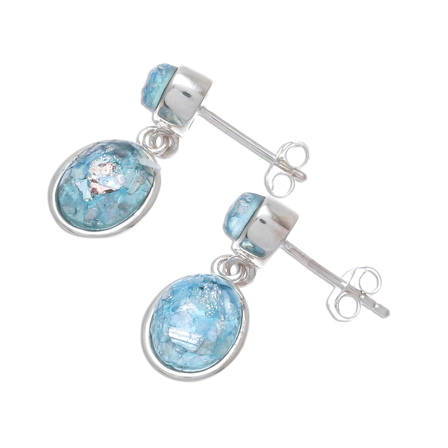 Romantic Ovals Oval Roman Glass Dangle Earrings from Thailand