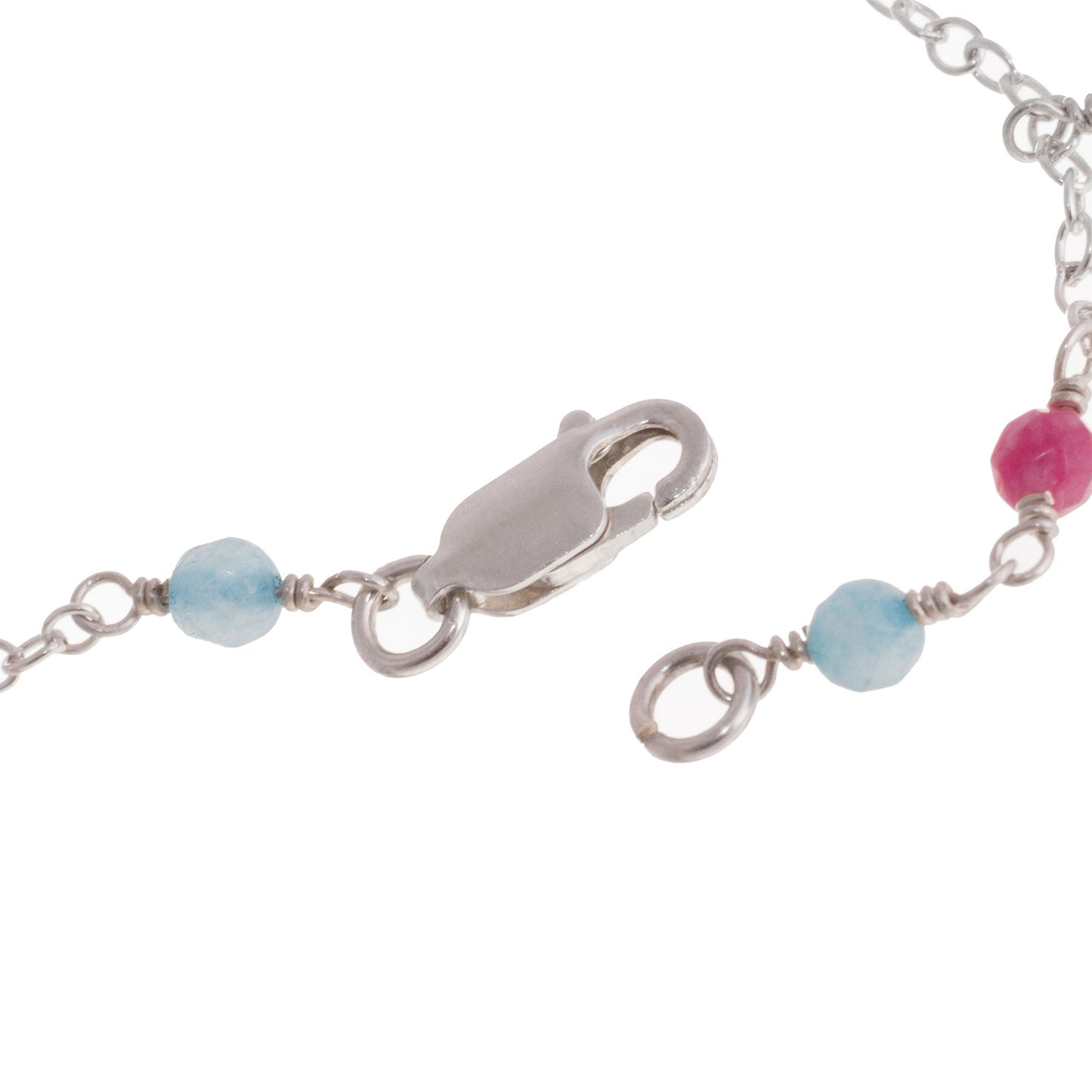 Festive Planets Blue and Fuchsia Agate Charm Anklet from Peru