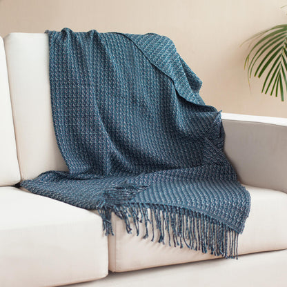 Cozy Combination Patterned Alpaca Blend Throw in Slate from Peru