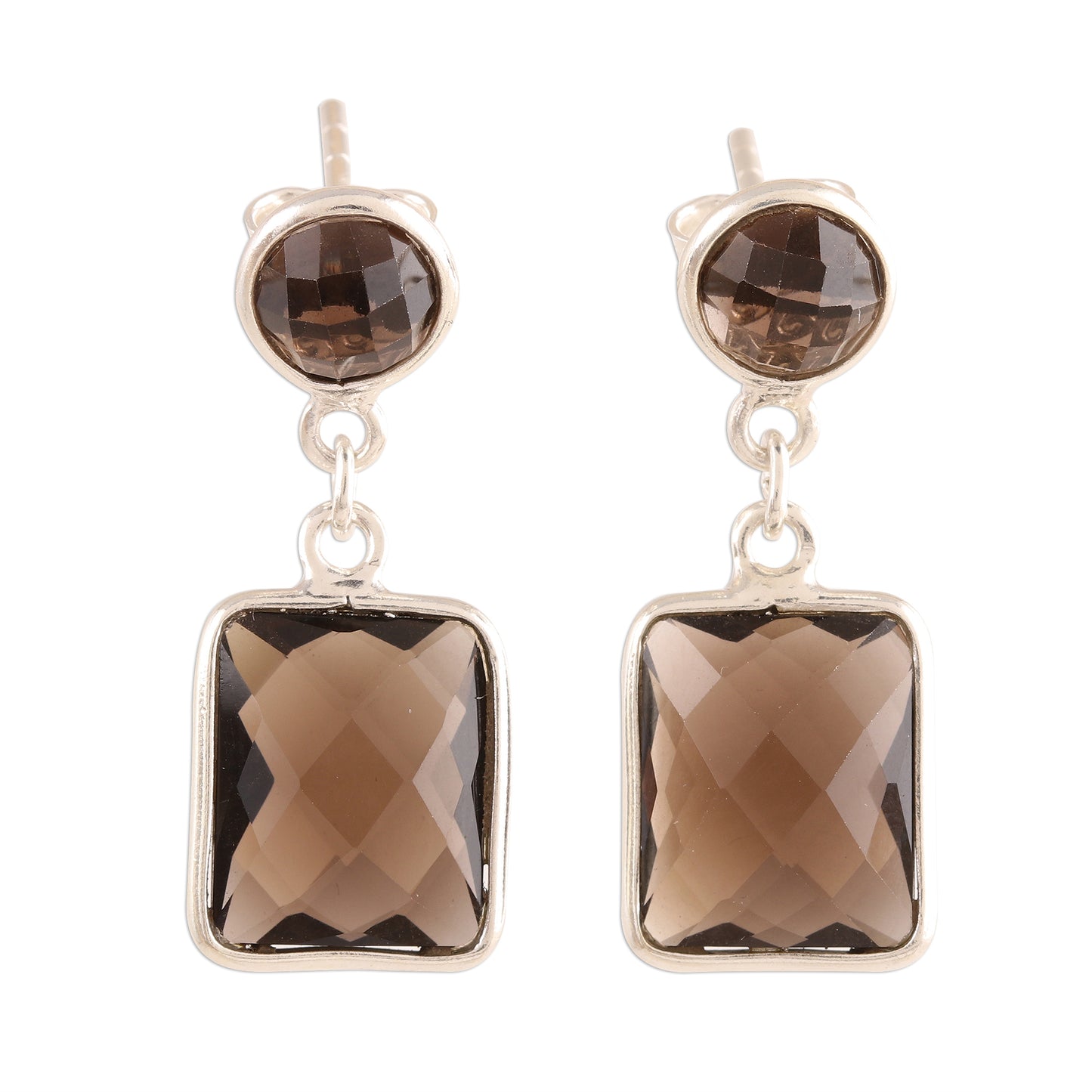 Glittering Delight 13.5-Carat Smoky Quartz Dangle Earrings from India