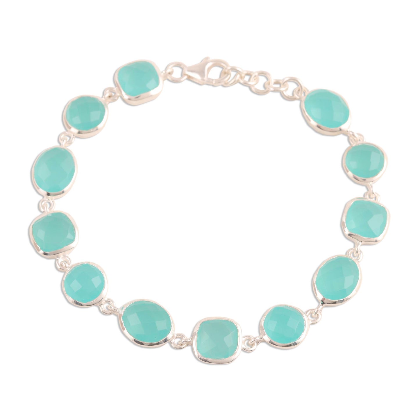 Dazzling Princess 31.5-Carat Blue Chalcedony Link Bracelet from India