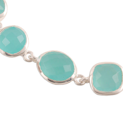 Dazzling Princess 31.5-Carat Blue Chalcedony Link Bracelet from India